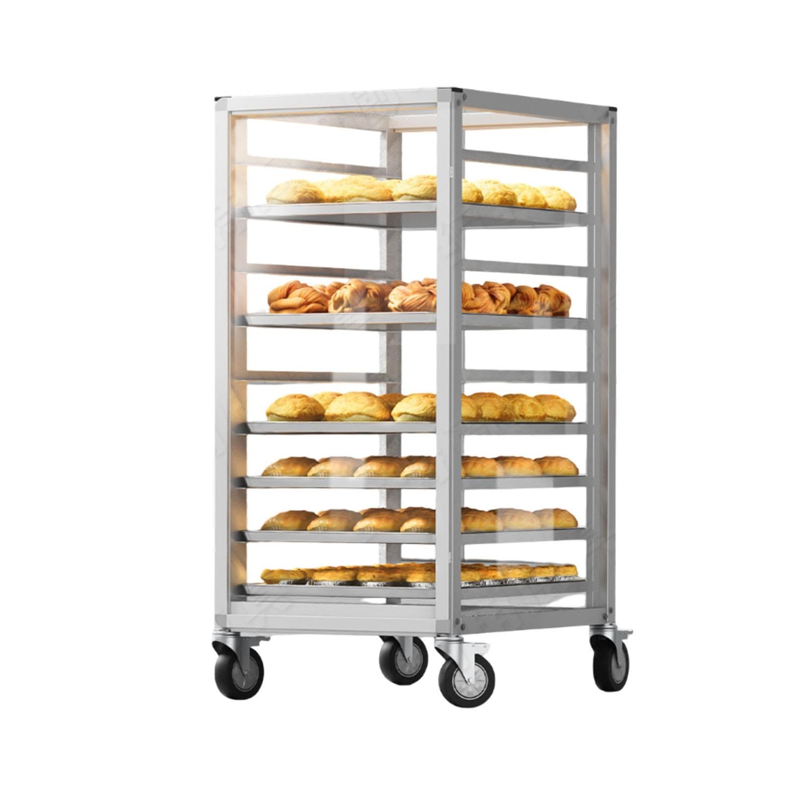 Scaffale per Il Pane in Alluminio per Uso Commerciale, Carrello con Ruote per Uso Domestico
