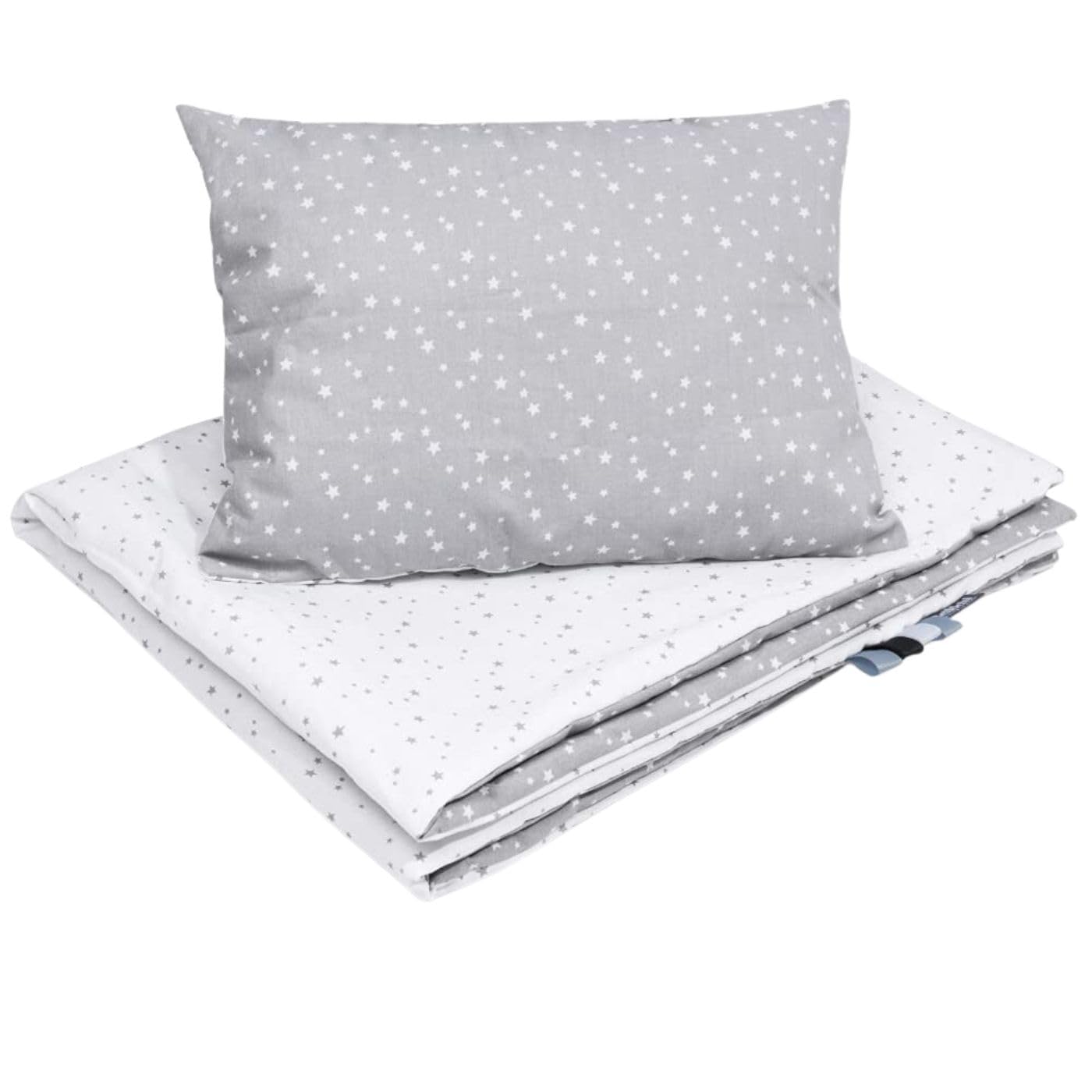 Bellochi Wielofunkcyjny zestaw koców dla niemowląt, dwustronny komplet pościeli dla niemowląt, 75 x 100 cm, poduszka 30 x 40 cm, ze 100% bawełny, certyfikat Öko-Tex, Polaris
