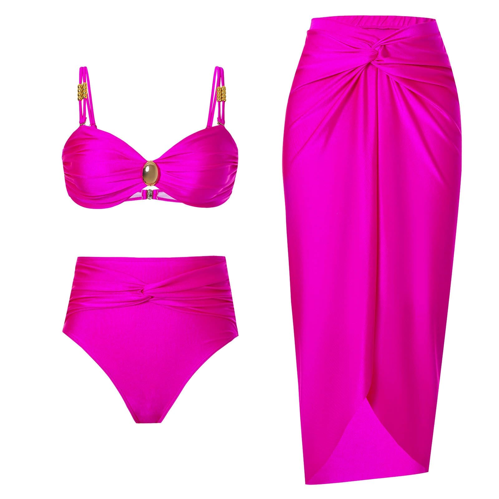 Generico Costumi da Bagno Donna Due Pezzi Curvy - Bikini Vita Alta Donna Costume da Bagno Contenitivo Costumi da Mare Push Up Swimsuit Abbronzante Beachwear Triangolo Swimwear da Spiaggia Piscina