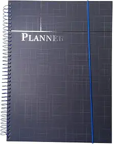 Planner de Organização e Produtividade | Gerenciamento Diário de Tarefas, Metas e Finanças | Capa Dura com Elástico, 96 Folhas | Ideal para Estudos, Trabalho e Rotina Pessoal | Cores: Preto, Azul, Cinza e Rosa (Planner Azul)