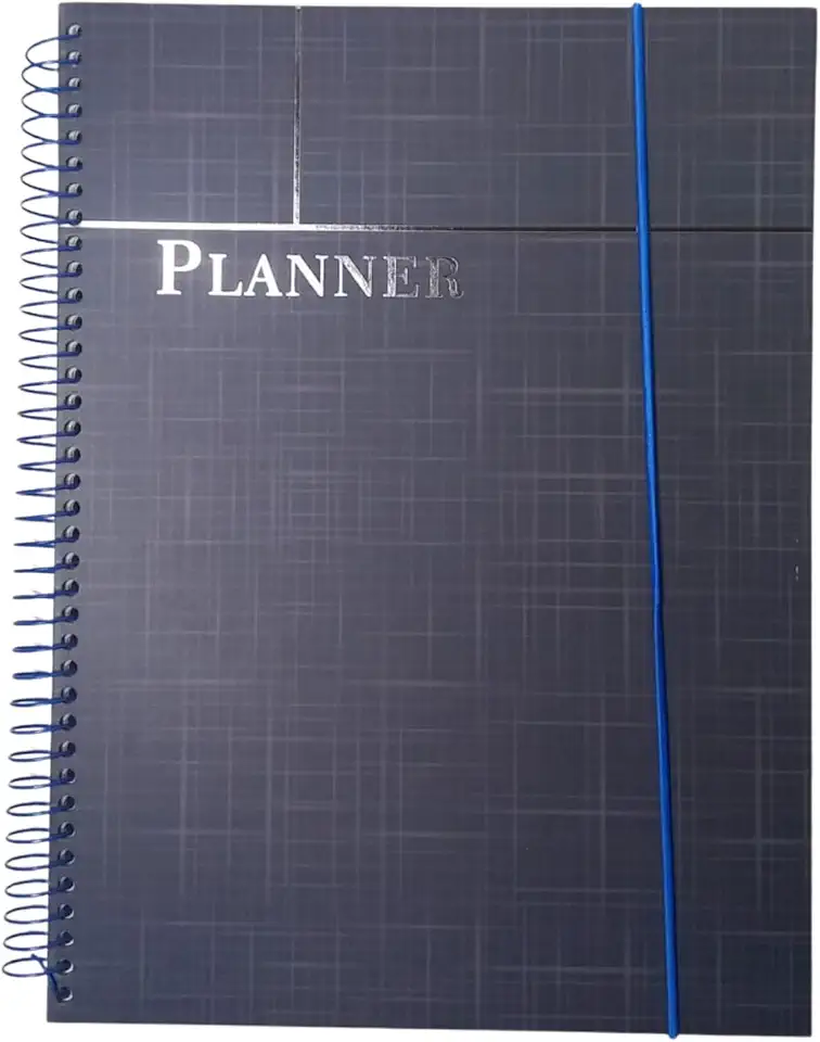 Planner de Organização e Produtividade | Gerenciamento Diário de Tarefas, Metas e Finanças | Capa Dura com Elástico, 96 Folhas | Ideal para Estudos, Trabalho e Rotina Pessoal | Cores: Preto, Azul, Cinza e Rosa (Planner Azul)