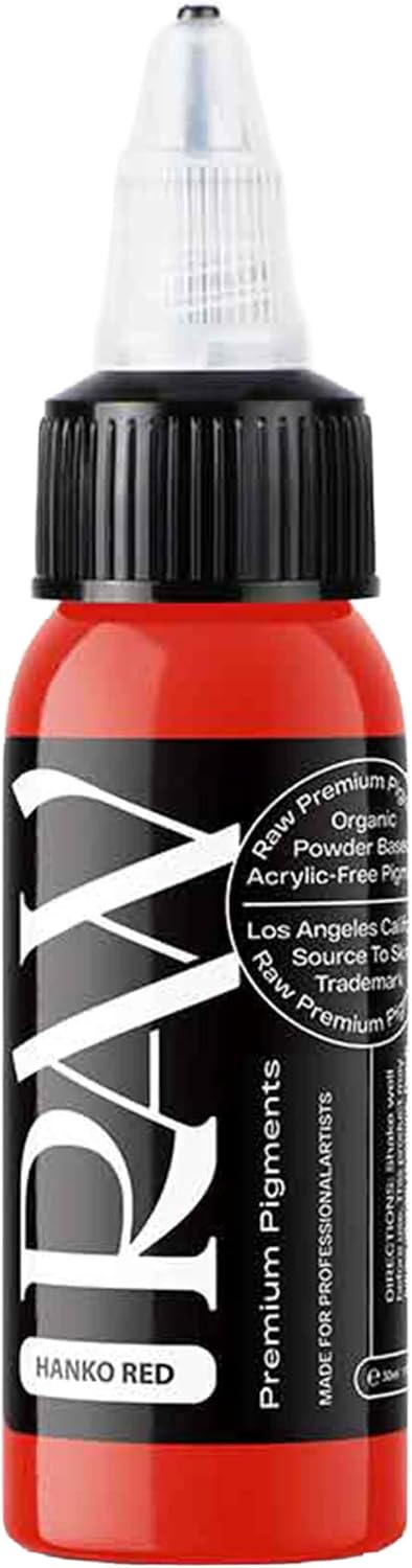 RAW Premium Pigments Tattoo Ink 1oz Bottle | Vivid Bold Hanko Red | High Pigment Load | Vegan | Made in USA (Hanko Red)