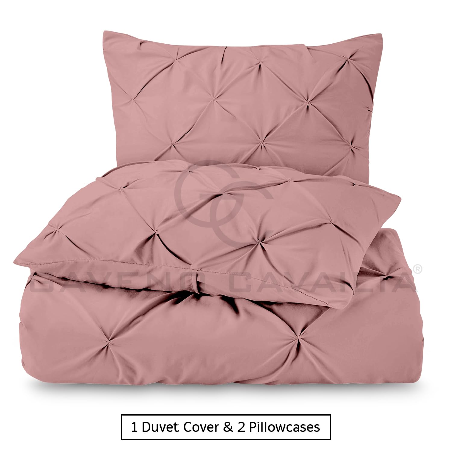 GC GAVENO CAVAILIA Pintuck Diamond Bedding Set, King Size Duvet Cover with Pillowcases, Super Soft Lightweight Bed Linen - Image 2