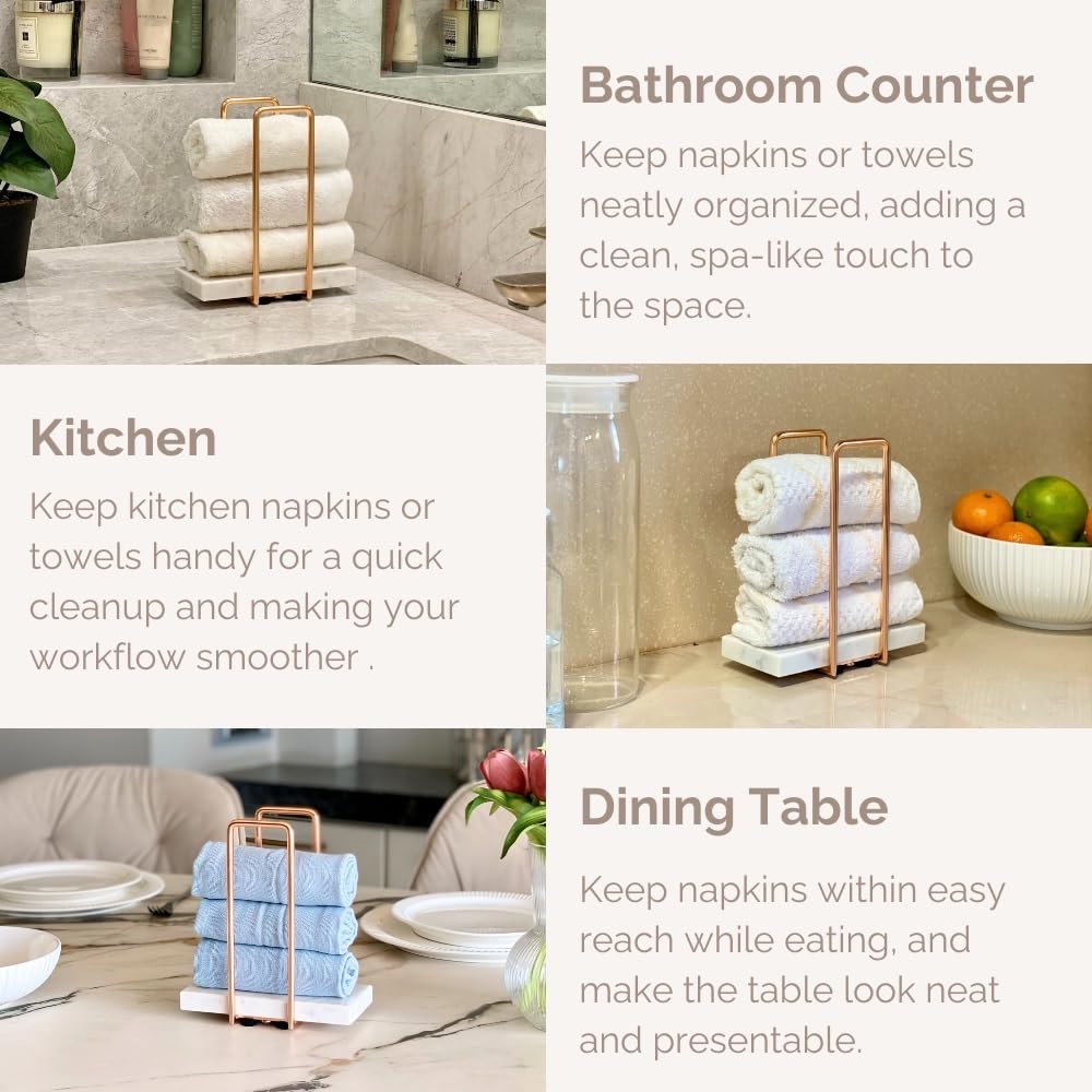 MASON HOME Imperial Napkin Holder White & Rose Gold - 1pc - L 25.4" x B 17.8" x H 7.6" | Bathroom - Kitchen - Bedroom - Washbasin | Towel - Kitchen Roll - Paper Towel | Home Décor | Organizer | Stand 3