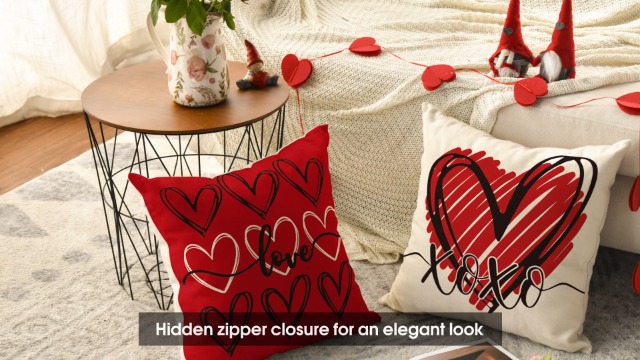 AVOIN - Funda De Almohada Con Diseño De Corazón De Amor, 12 X 20 Pulgadas, Decoración De Día De San Valentín, Día De La Madre, Aniversario, Boda, Para Sofá, Sala De