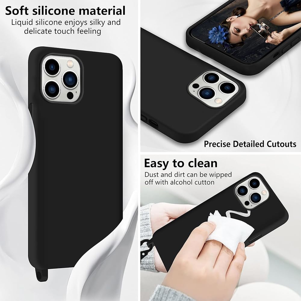 CaseLover Cover compatibile con iPhone 16 con Cordino, Custodia con Laccio Collana Regolabile Morbida Silicone Case con Motivo Cuore Antiurto
