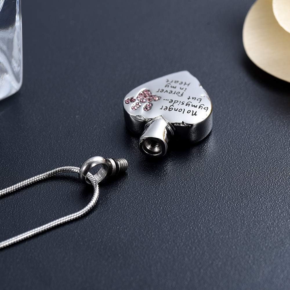 QGJNSGC Pet Cremation Jewellery Stainess Steel Heart Urn Necklace for Ashes Keepsake Ashes Necklace Dog Cat Paw Memorial Urn Pendant for Women Men - Image 4