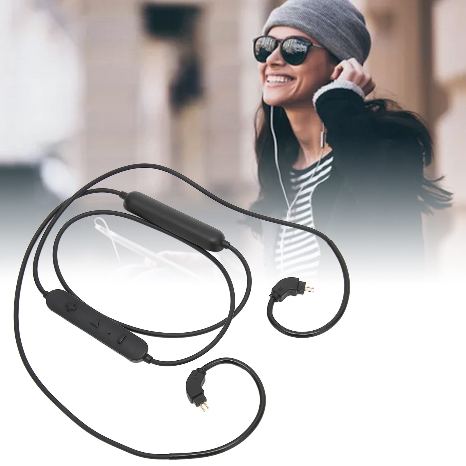 Cavo adattatore BT a 2 pin per cuffie Bluetooth, cavo adattatore per auricolari con microfono e controllo del volume