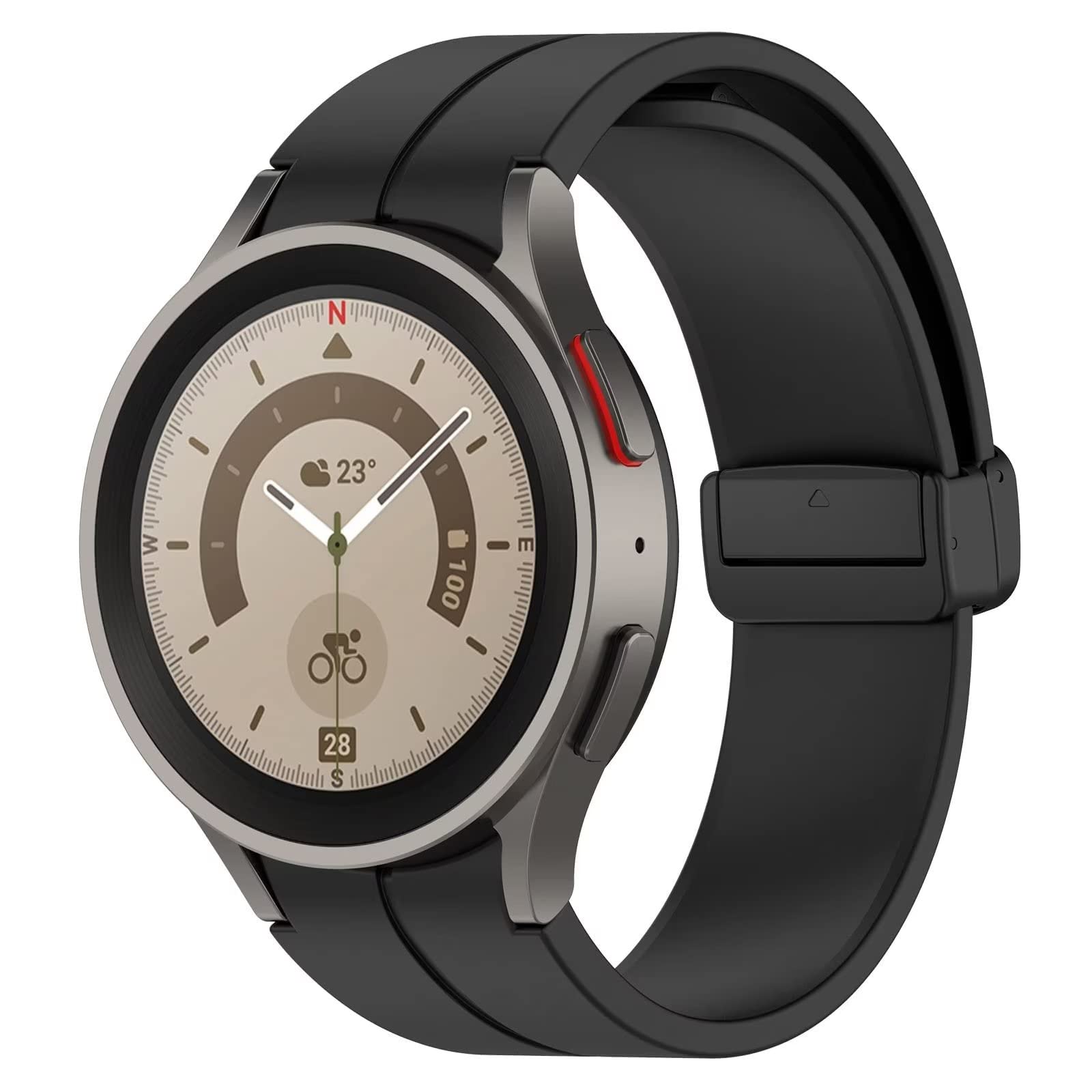 VEMIGON Compatible with Samsung Galaxy Watch 4 5 Strap 40mm 44mm, 20mm Silicone Sport Bands with Magnetic Folding Buckle for Galaxy Watch 5 Pro 45mm / Watch 4 Classic 42mm 46mm-Black (B0C5343Q75) Amazon Price History, Amazon Price Tracker