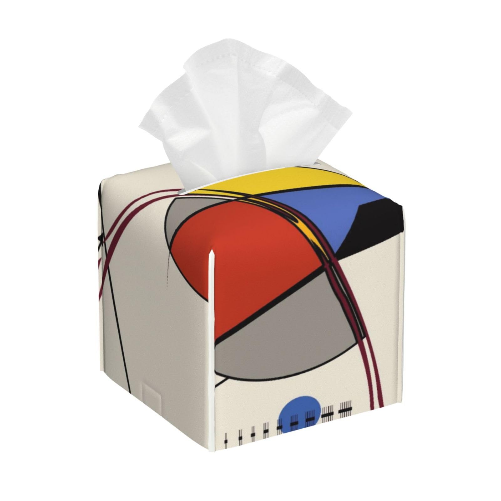 Figure Beige Artistic Abstract Light Inspired Blue Fancy Geometric PVC Cube Tissue Pack for Home Office Bathroom Use