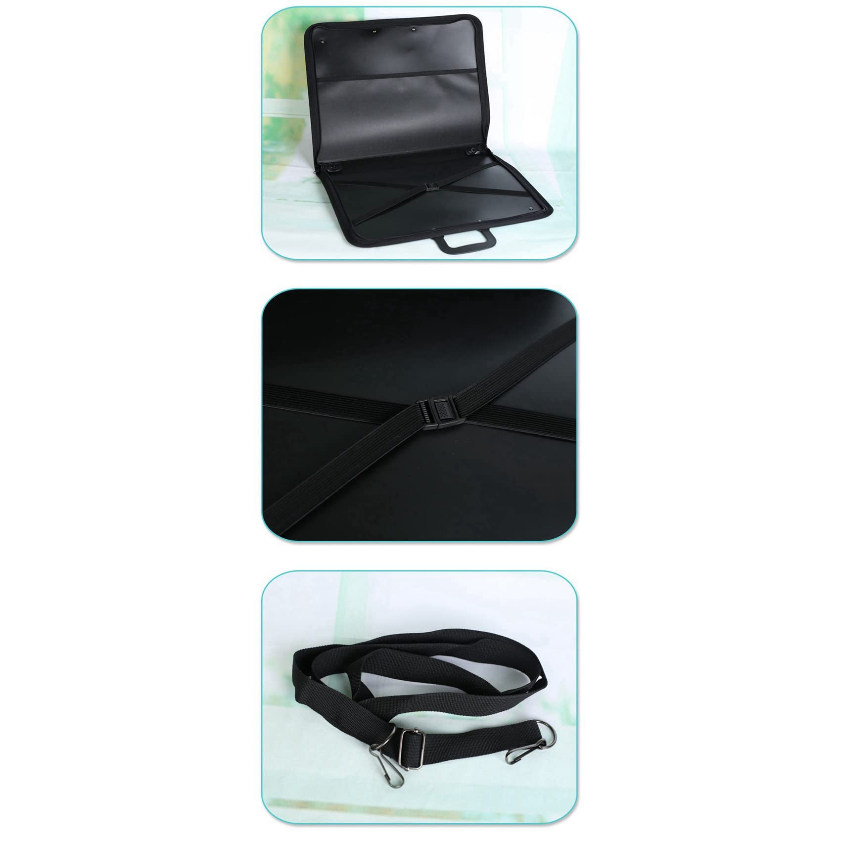 2X Schwarzer Kunst Portfolio Fall Künstler Trage Tasche Artist Portfolios Case mit Schulter Gurt (19X 14.7X 1.5)