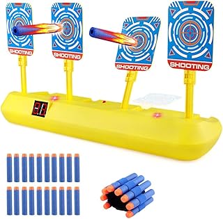 Electronic Shooting Target for Guns, Target Set with 20 Pcs Darts for N-Strike Elite Mega Rival Series, Auto-Reset Light Sound Effect Indoor Outdoor Kids Toys Gift/Present for Boys Girls