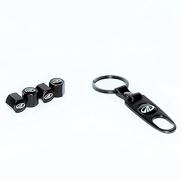 Careflection Premium Car Tyre Valve Cap Air Cap Car Tyre Valve Stem Cap Air Covers with Keychain Compatible for All Mahindra Cars