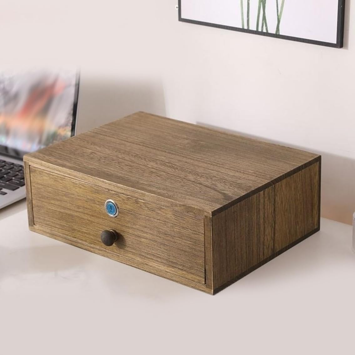 Amazon｜鍵付き 小物チェスト 木製 引き出し 小物入れ 卓上収納