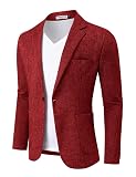 ThinkSTEM Sakko Herren Sportlich Modern Blazer Slim Fit Modern Freizeit Anzugjacke EIN Knopf Weinrot L
