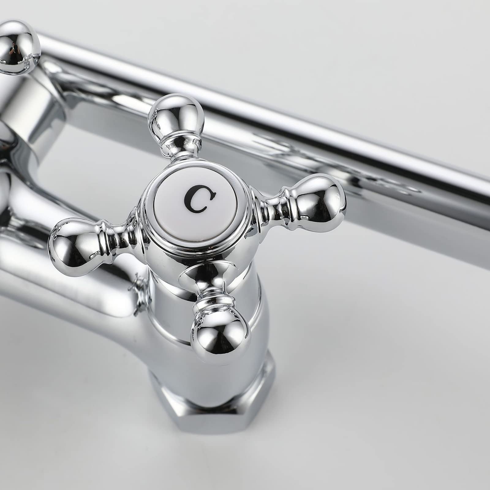 Grifo de bañera de Pared Retro con caño Alargado y rociador de Ducha de Mano de 5 Funciones, Grifo de bañera con manijas Cruzadas Dobles, Grifo Mezclador de Agua fría y Caliente pa