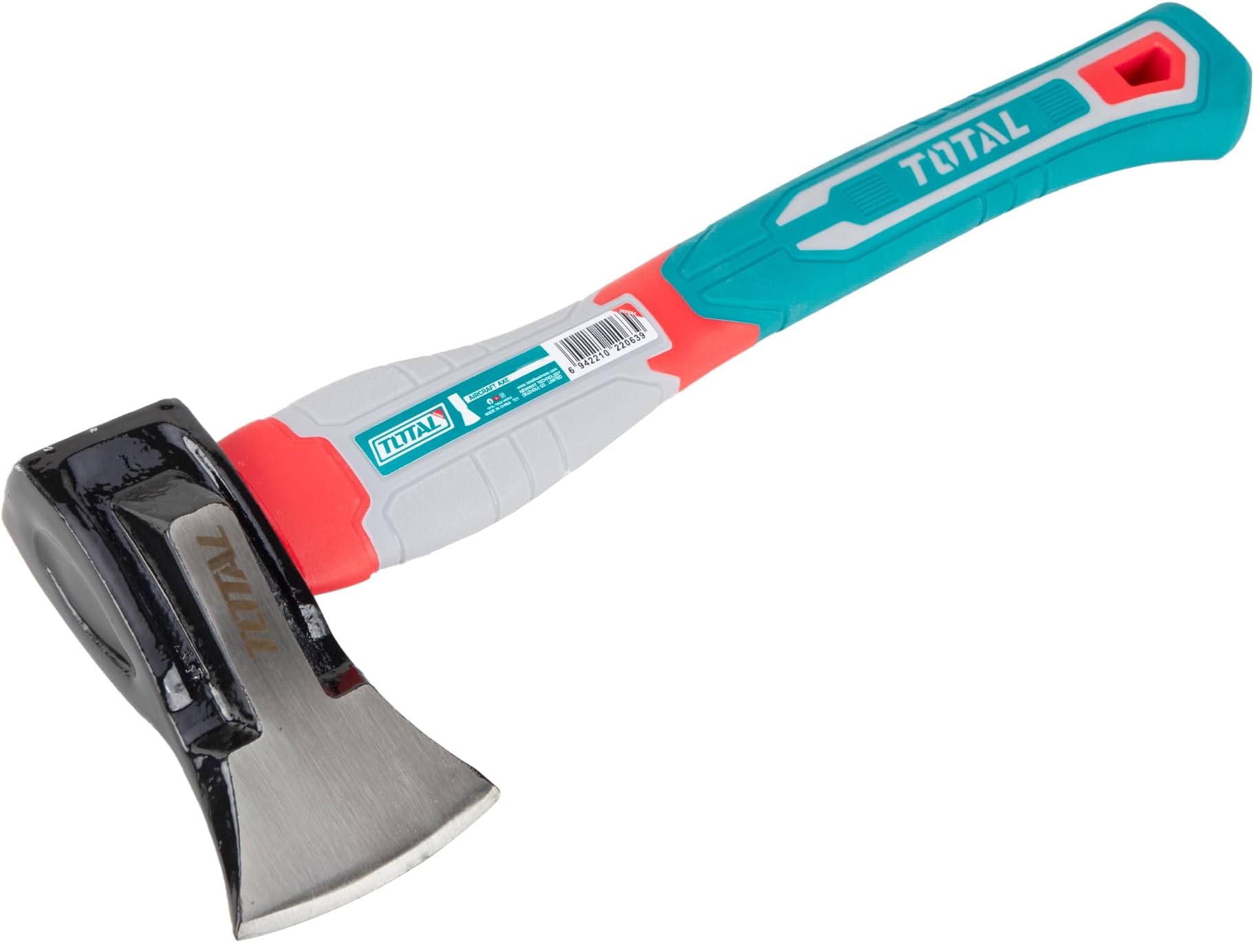 TOTAL - Axe | 29.2 x 25.7 x 10.5 cm | Blue | Carbon Steel Head | 1000 g Axe with Tricolour Handle for Wood Cutting