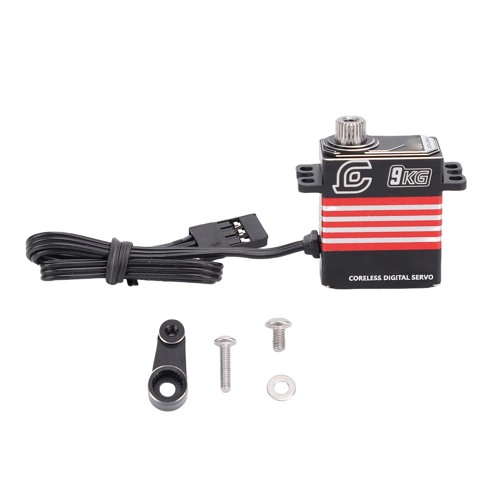 servo digital RC de 9 kg con brazo IP66 Reemplazo de servo de metal a prueba de agua para SCX10 III 1 18 Crawler Control de precisión de alto par para entusiastas de (Roja)