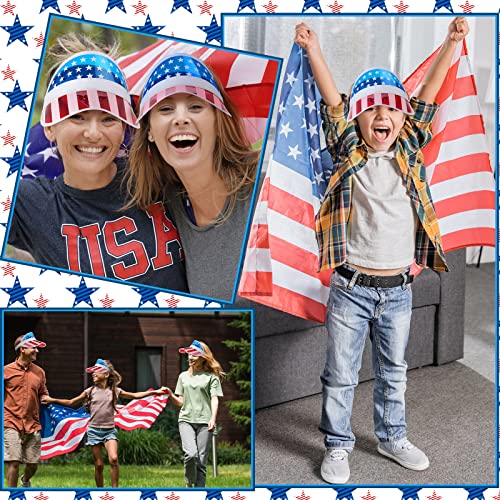 Image of Vabean American Flag Visor 4th of July Hat UV Protection Plastic Patriotic USA Visor Cap for Women Men Beach Accessories