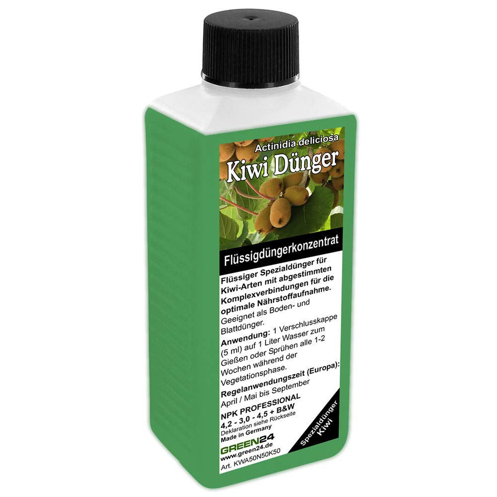 GREEN24 Kiwi-Dünger - Flüssiger Spezialdünger für alle Kiwi-Arten, fördert reiche Ernte & saftige Früchte, ideal für Kletterpflanzen, 250ml hochwirksames NPK-Konzentrat für gesunden Wuchs