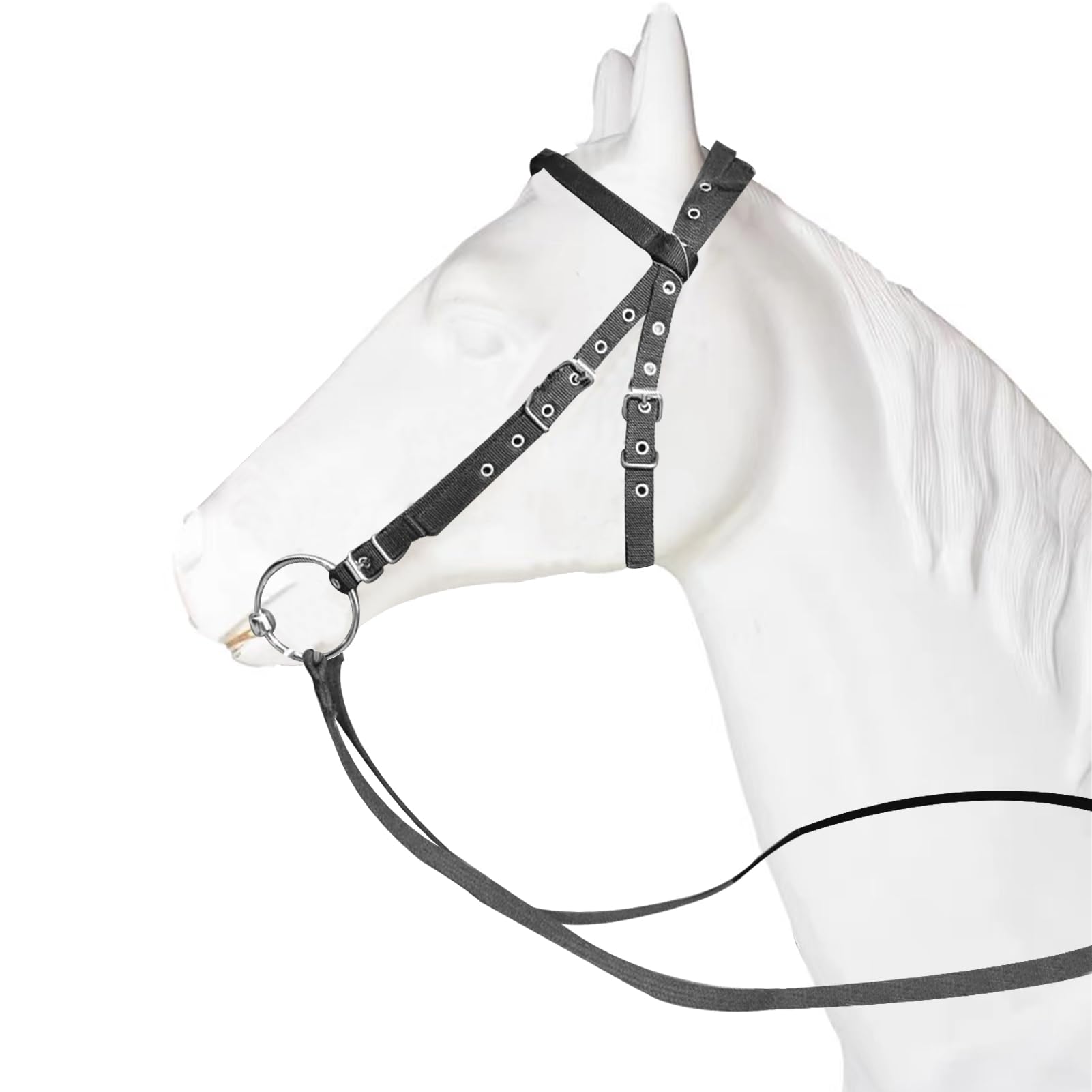 Bridon Lilly, Bridon sans Mors Horses Noir Bridon de Haute qualité Soft sans Mors Bridon Confort avec rênes