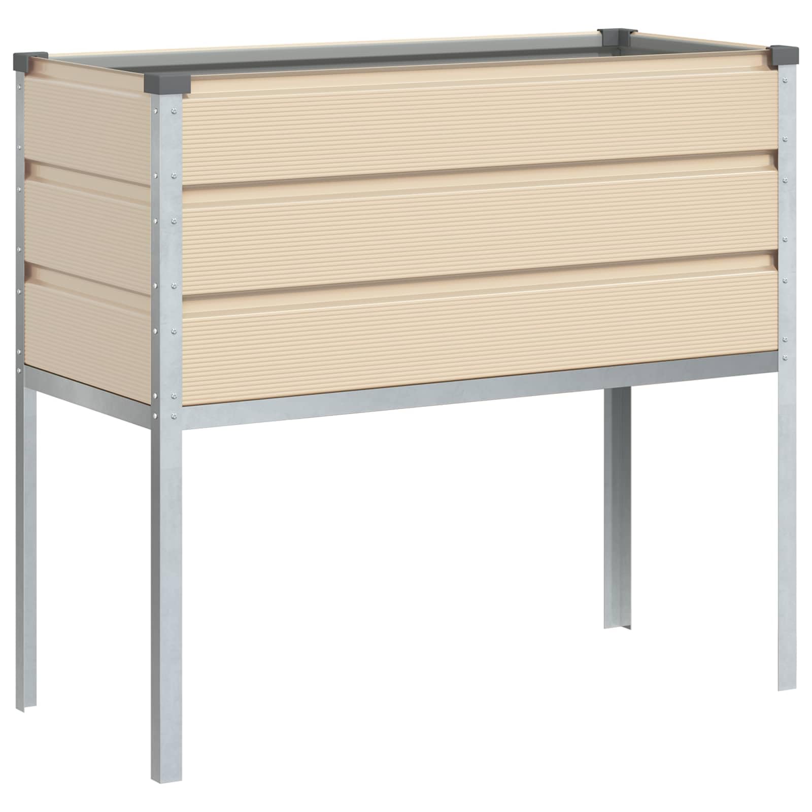 Hochbeet Elfenbein 100x45x90 cm Pflanzkübel verzinkter Stahl | Modernes Hochbeet für Terrasse und Garten, erhöhtes Design für bequeme Pflanzenpflege im Außenbereich.