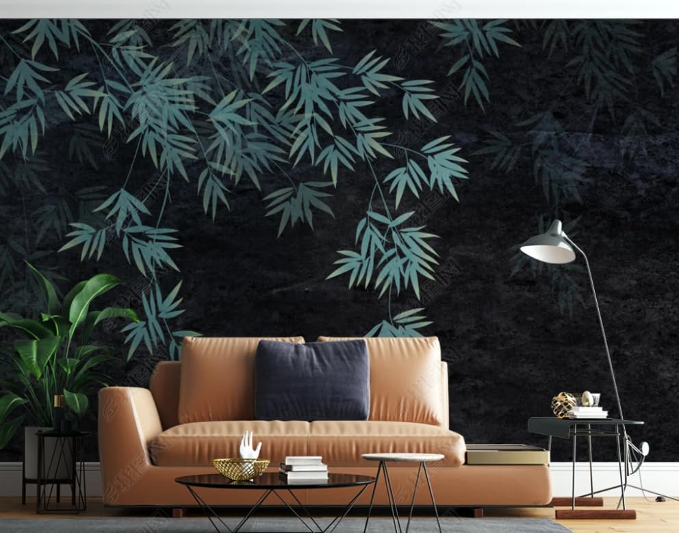 Papier peint intissé bambou vert grand format 350x256 cm haut de gamme pour intérieur
