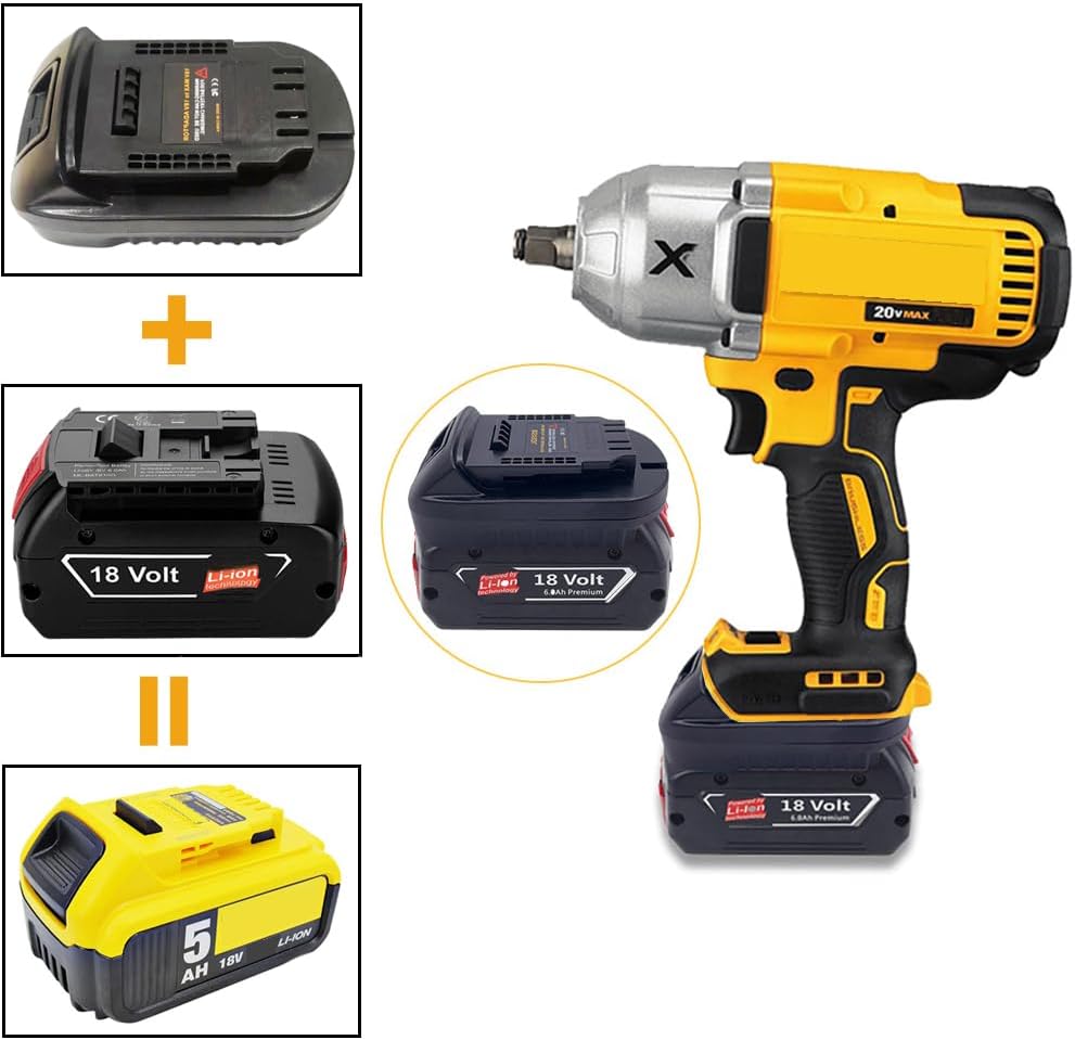 Replacement for Dewalt 20V Lithium Battery Adapter for Bosch to Dewalt 20V MAX XR Cordless Tool, Convert Bosch 18V Lithium Battery BAT609 BAT612 to DeWalt 18V/ 20V Lithium Ion Battery DCB200 DCB204