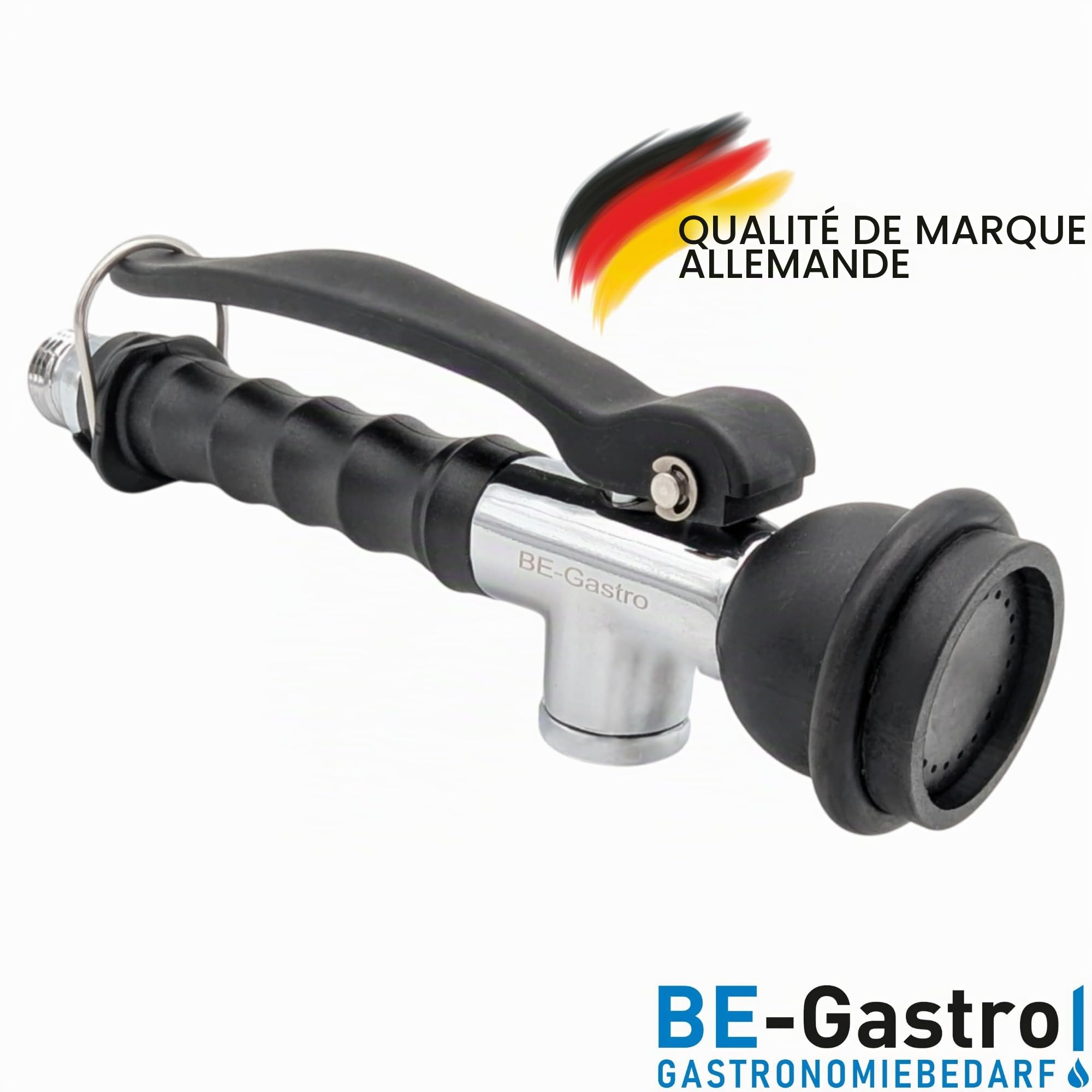 BE-GASTRO® I Profi Gastro Douchette à main ECO-Line avec étrier de blocage | 1/2" Standard AG | Douchette de rechange en acier inoxydable pour douchette de vaisselle/douchette gastronomique
