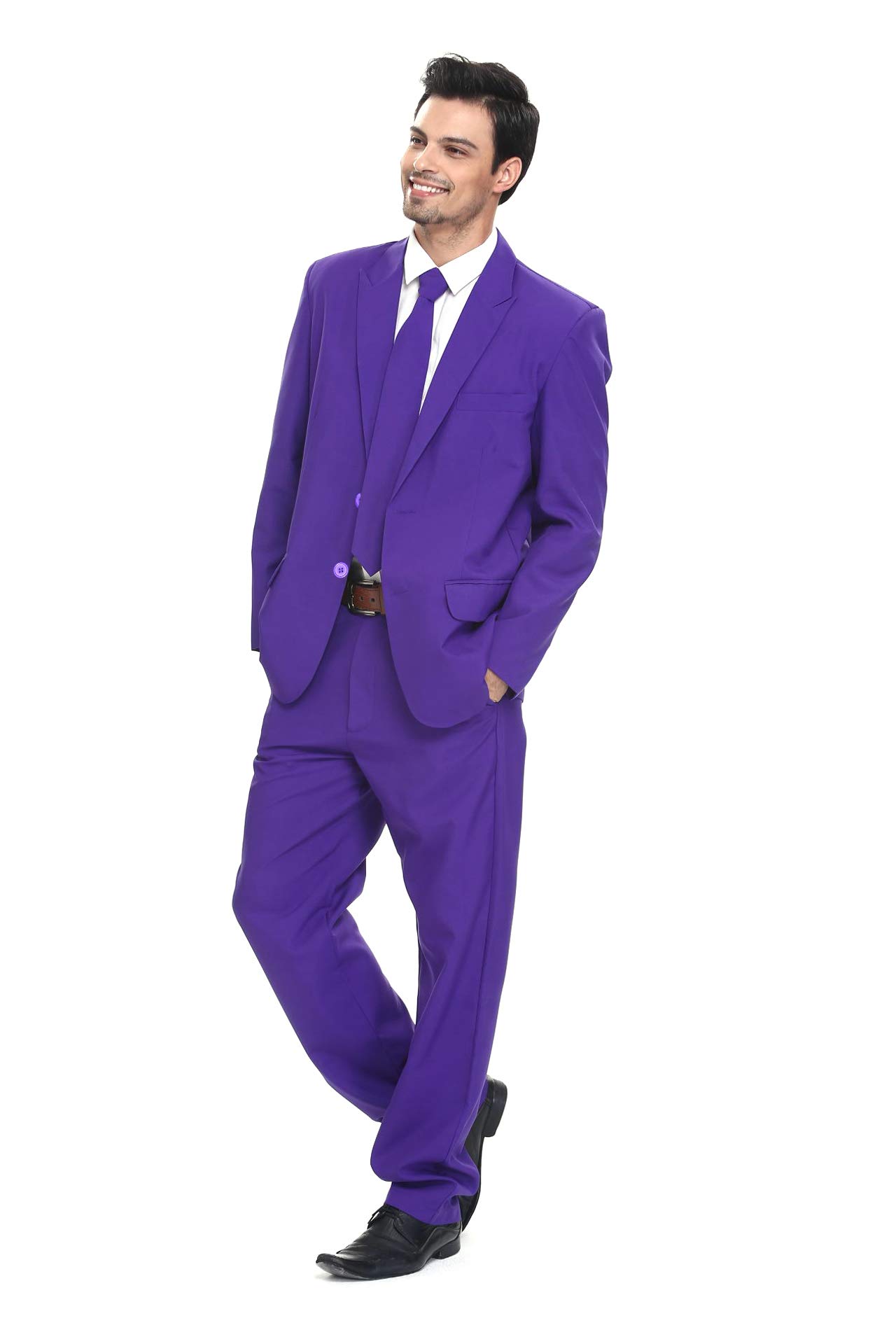 u look ugly today Herren Anzug Party Weihnachts Kostüm Modisch Normaler Schnitt Festliche Anzüge Party Suits Einfarbig, Purple, XXL-picture-45