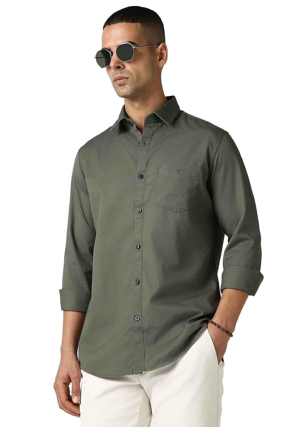 van heusen Solid Casual Shirt for Men| Premium Cotton| Full Sleeves| Regular Fit |Breathable Fabric |-picture-27