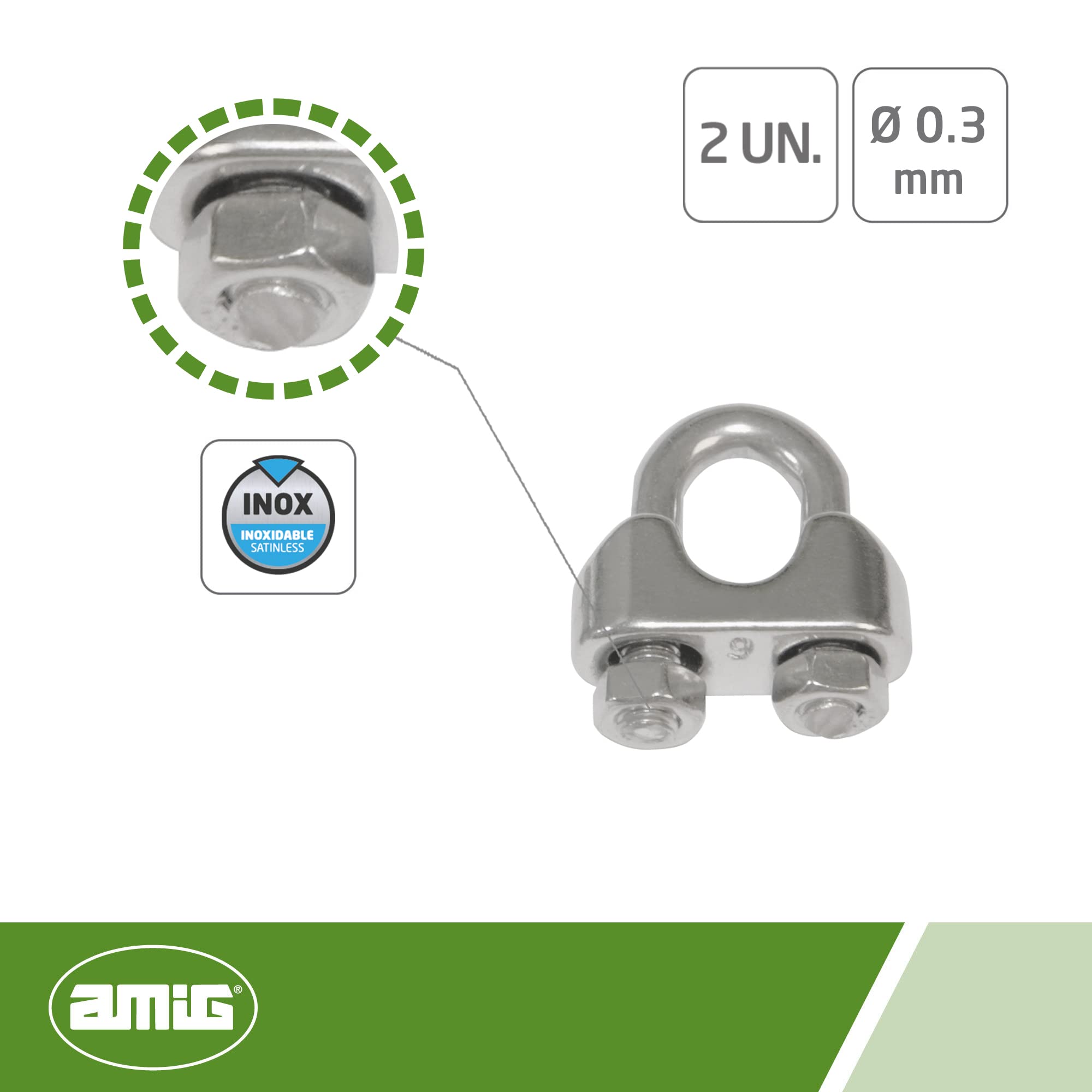 Amig Fascette Staffa Acciaio Inox Mod.30100 (2 Pezzi) Per Corde E Cavi Da 3 Mm - 2