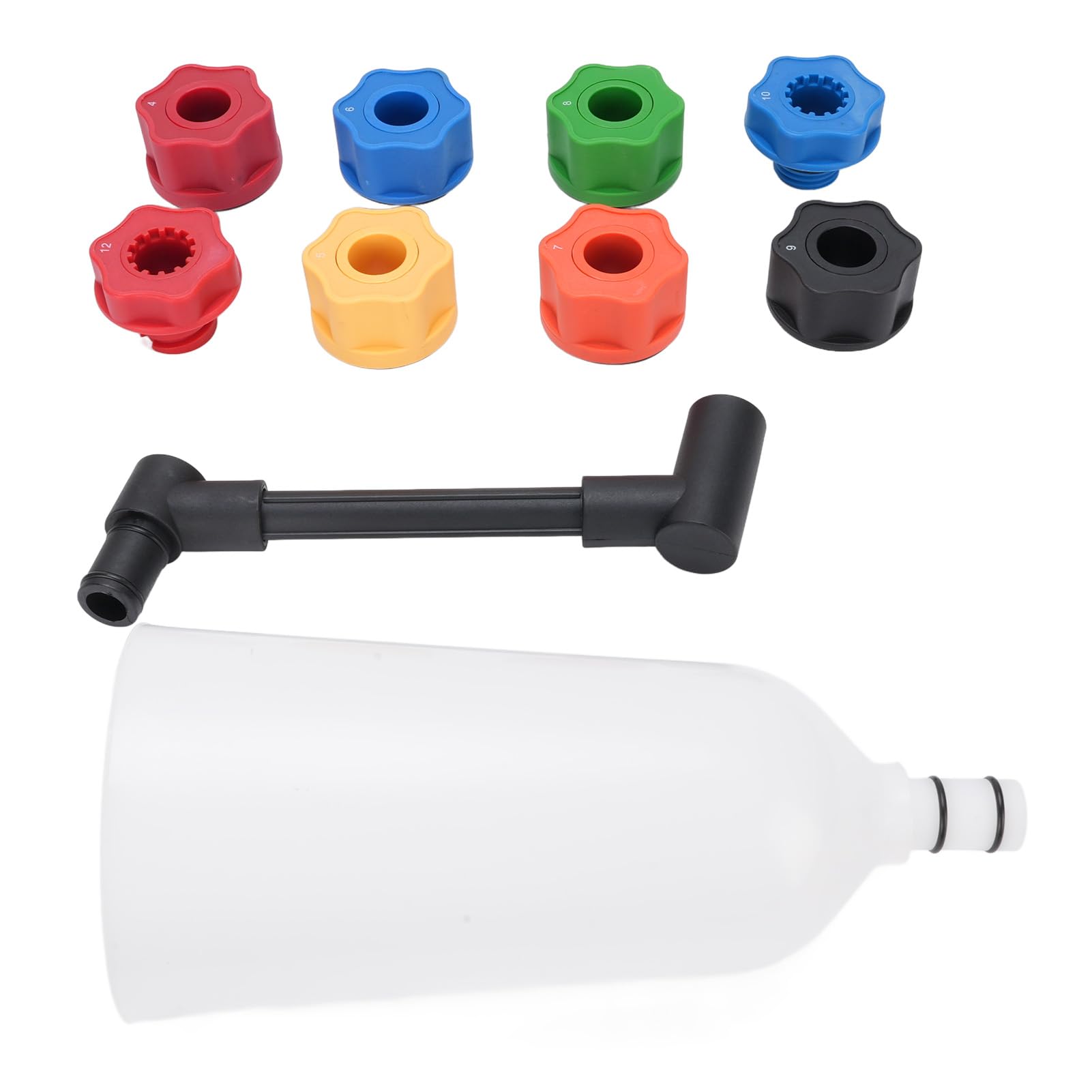Naroote Set Imbuto Olio per Motore, Kit Erogatore Automobilistico da 10 Pezzi con Estensione Flessibile e 8 Adattatori per Olio, Set Imbuto Erogatore Motore