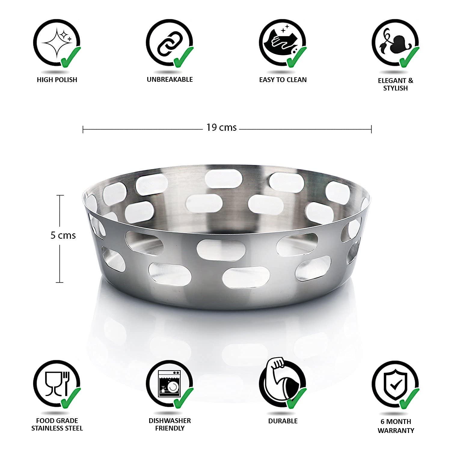 SAGER Stainless Steel Bread Basket Set - 5 Piece -7