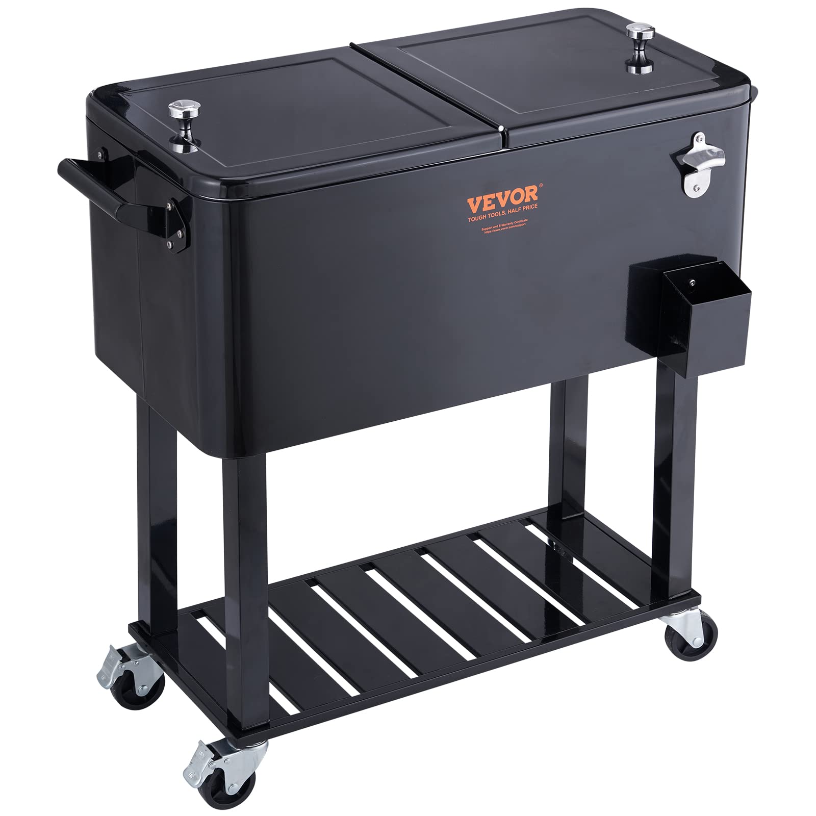 VEVOR Carrello Mobile Bar Mini Frigo Isotermico 80QT per Bevande con Apribottiglie per Feste Esterno