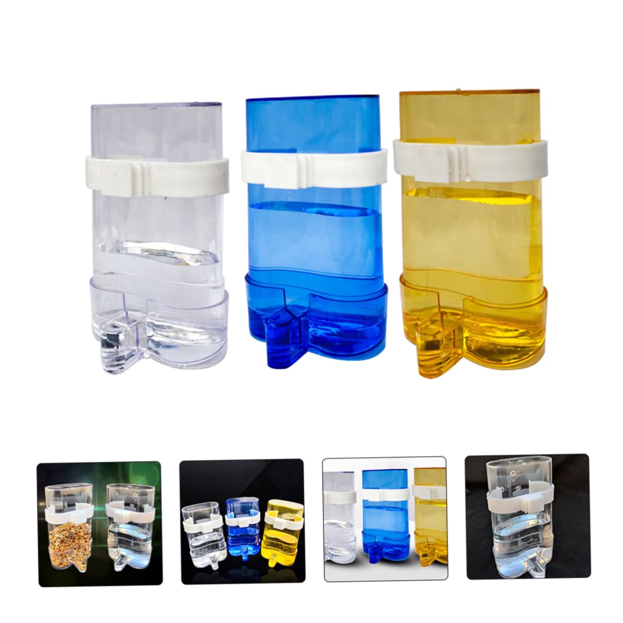 ibasenice et Distributeur d'eau Pratique Lot de 12 Pièces pour Perroquet en Plastique Bleu Mangeoire Automatique pour Oiseaux Domestiques, Utilisation Intérieure et Extérieure