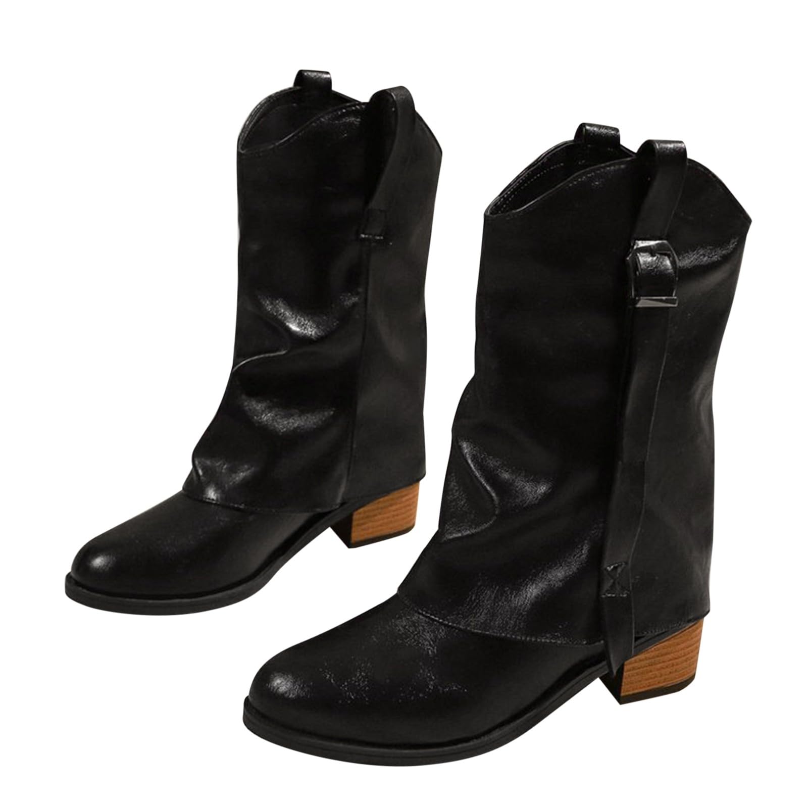 Stivali western da donna, in pelle, stile cowboy, con gambo corto