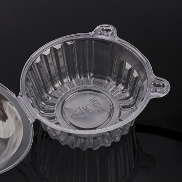 Wakects 100 Pcs Fruit Box, Clear Plastic Fruit Holder Cupcake Box Snack Container Dome Box for Home Kitchen Dining Room