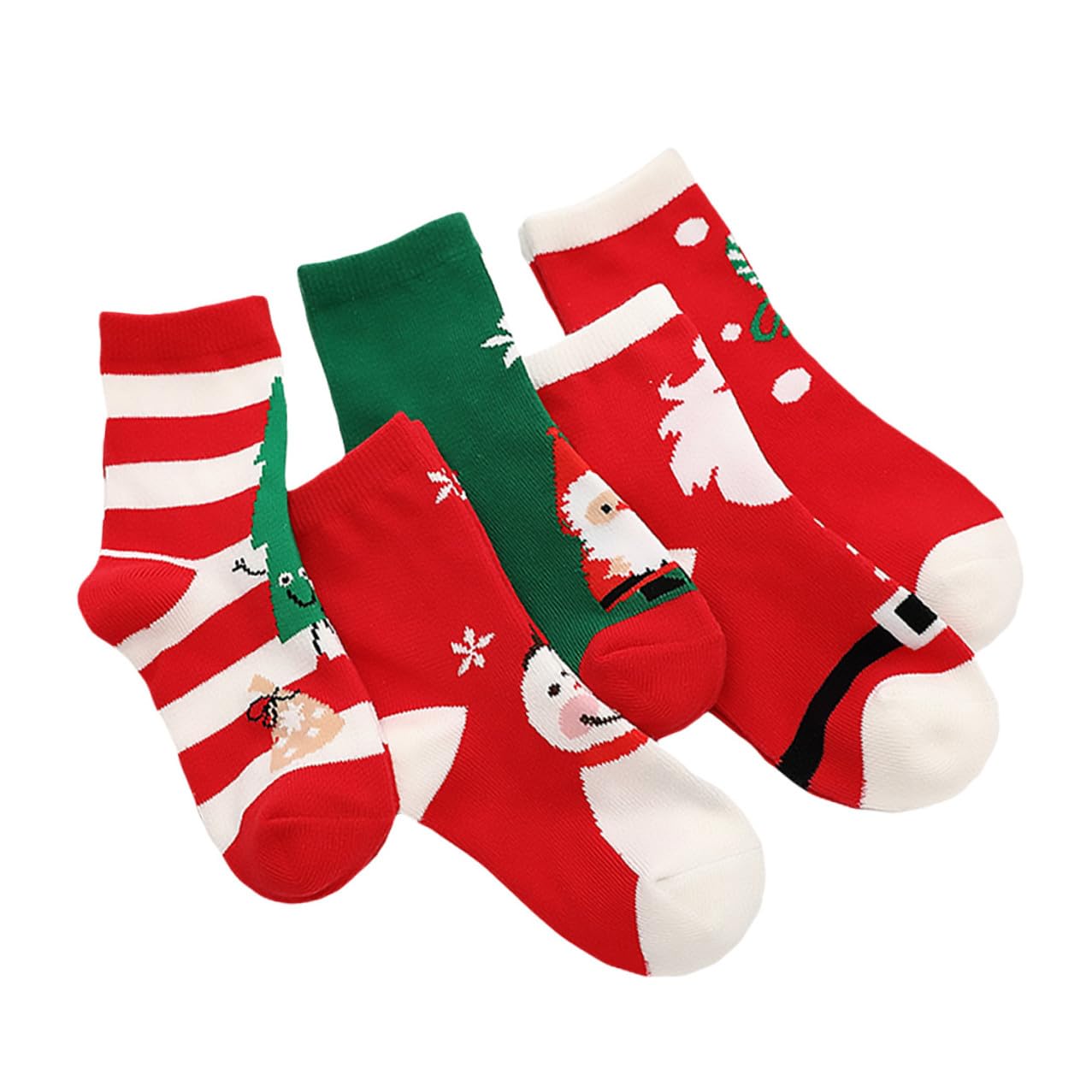 Garneck 5 Paia Calzini Tema Natale Calzini Antifreddo Caldi Confortevoli per Ragazzo Ragazza Ragazza Design Natalizio Adorabile
