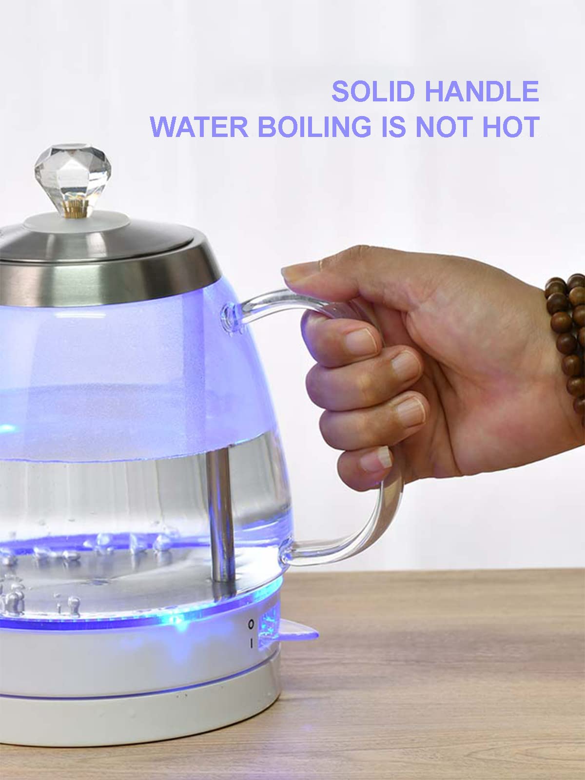 -Bollitore per il tè in vetro borosilicato a ebollizione rapida con illuminazione a LED, bollitore per l'acqua da 1,5 litri con spegnimento automatico e protezione contro l'ebollizione