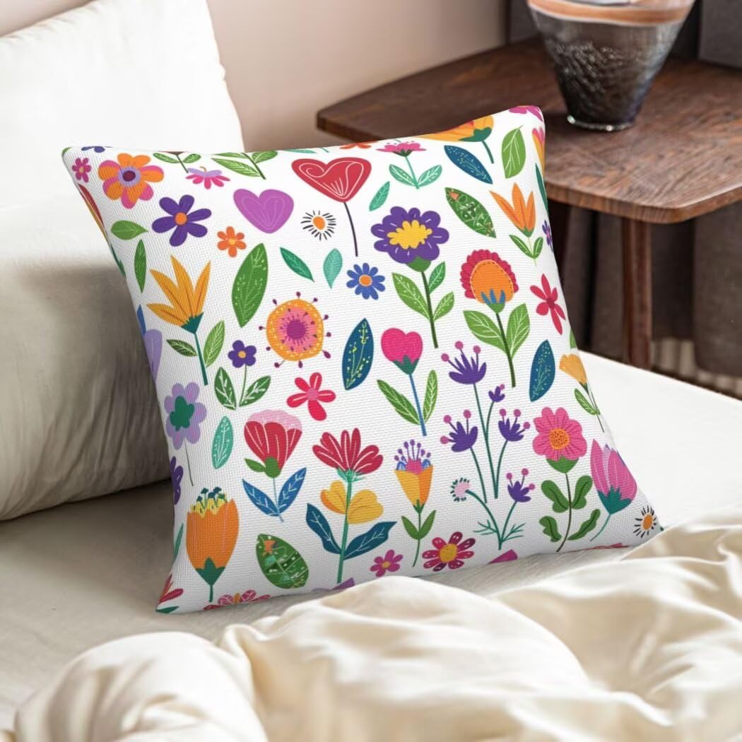 Kissenbezug 50x50 4er Set Leinen Kissenbezüge Botanisch Dekorative Sofakissen Zierkissen Blume Couchkissen Outdoor Kissen Zierkissenbezüge Deko Kissen für Sofa Schlafzimmer Wohnzimmer Balkon -LI72