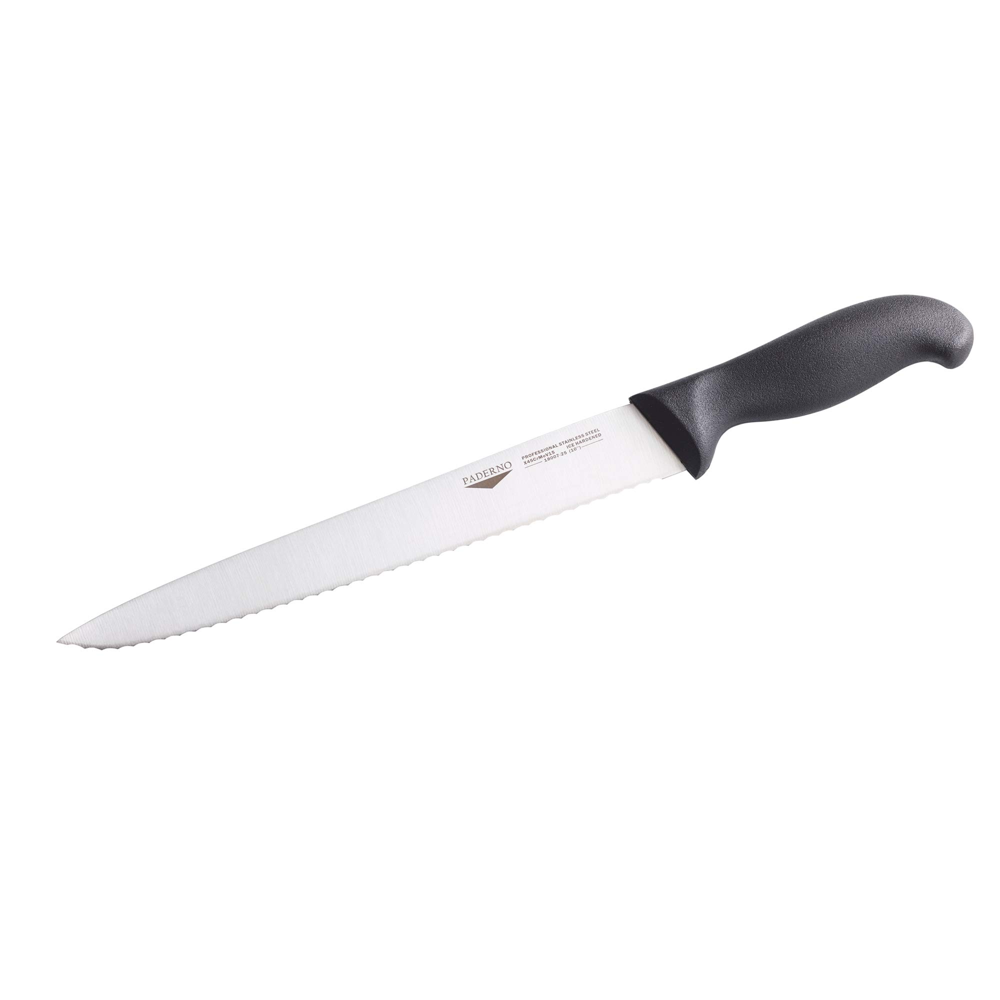 Couteau dentelé Paderno de 36 cm noir idéal pour vos brunchs
