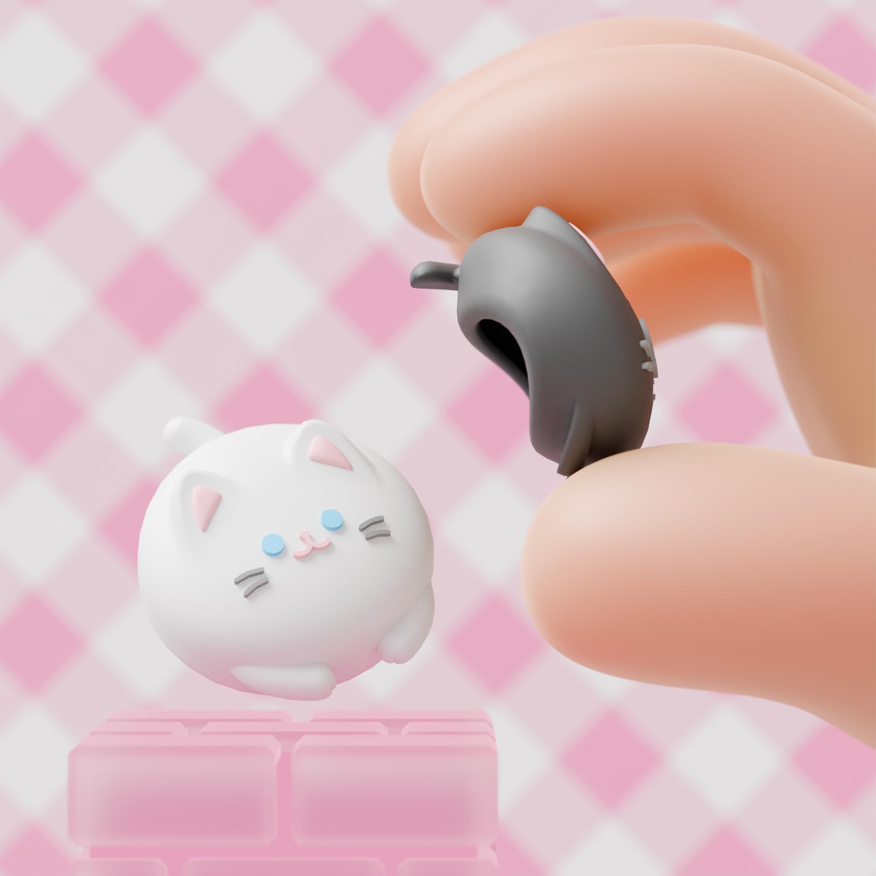 PlayVital 4 Piezas de Agarres para el Pulgar para Nintendo Switch 2 2025, Kawaii Tapas de Silicona para Joysticks de Joycon, Protector para Joystick, Accesorios para Switch 2 (Gatito Lindo)