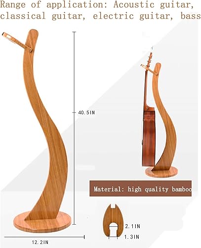 Miniatura 4 de Miwayer Soporte de guitarra hecho a mano de bambú real, soportes de piso de bambú sólido para guitarra acústica, clásica, guitarra eléctrica, ukelele