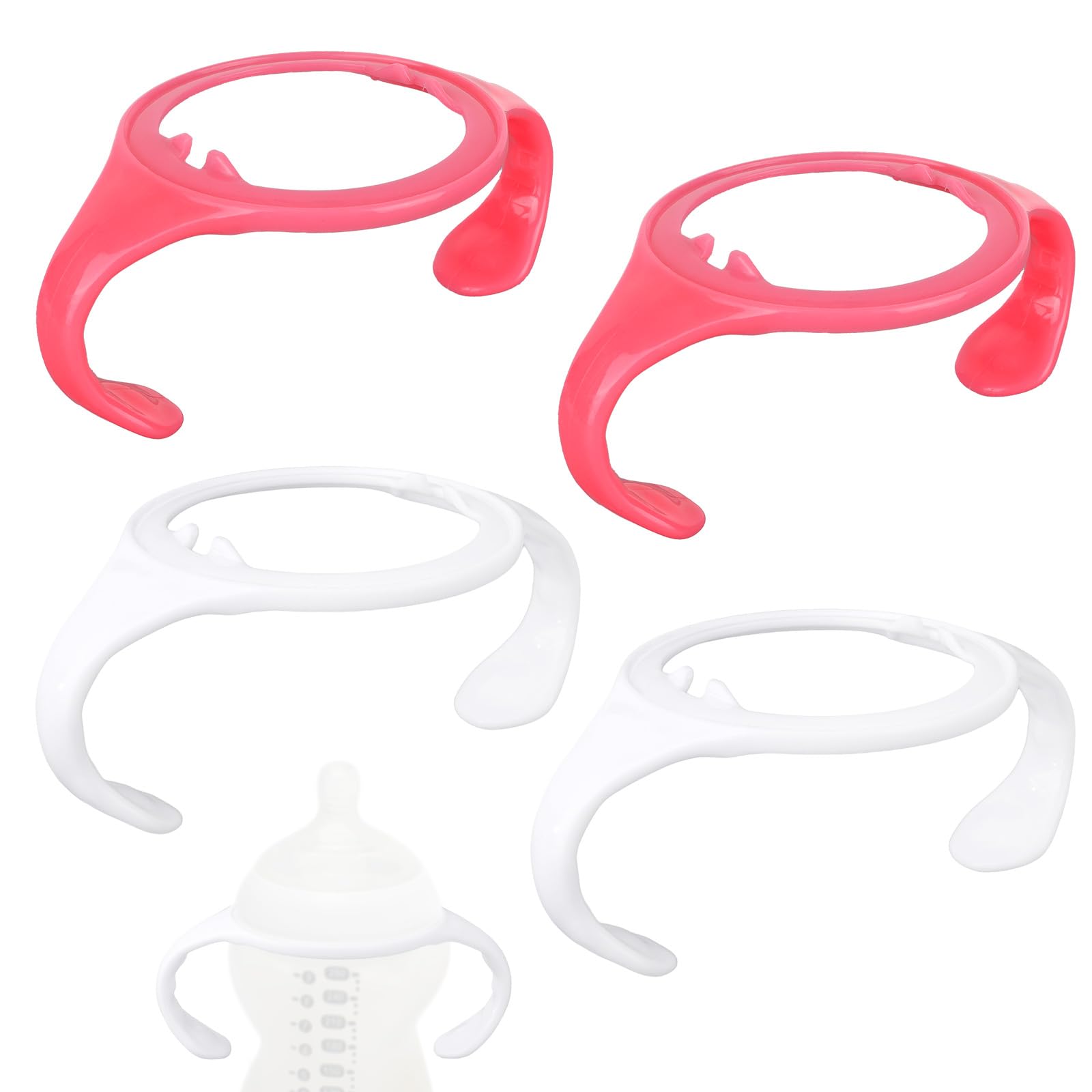 4pcs Baby Bottle Handles Holder for Tommee Tippee Replacement Parts Ergonomic Non-Slip Grip BPA-Free Bottle Handles for Newborn Infant Feeding (Pink