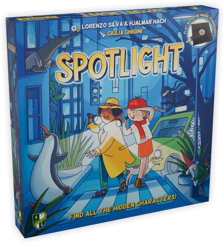 Spotlight - Family Board Game, Find Hidden Pictures with Your Magic Flashlight, Co-Op & Competitive, Ages 6+, 1-5 Players, 15 Min