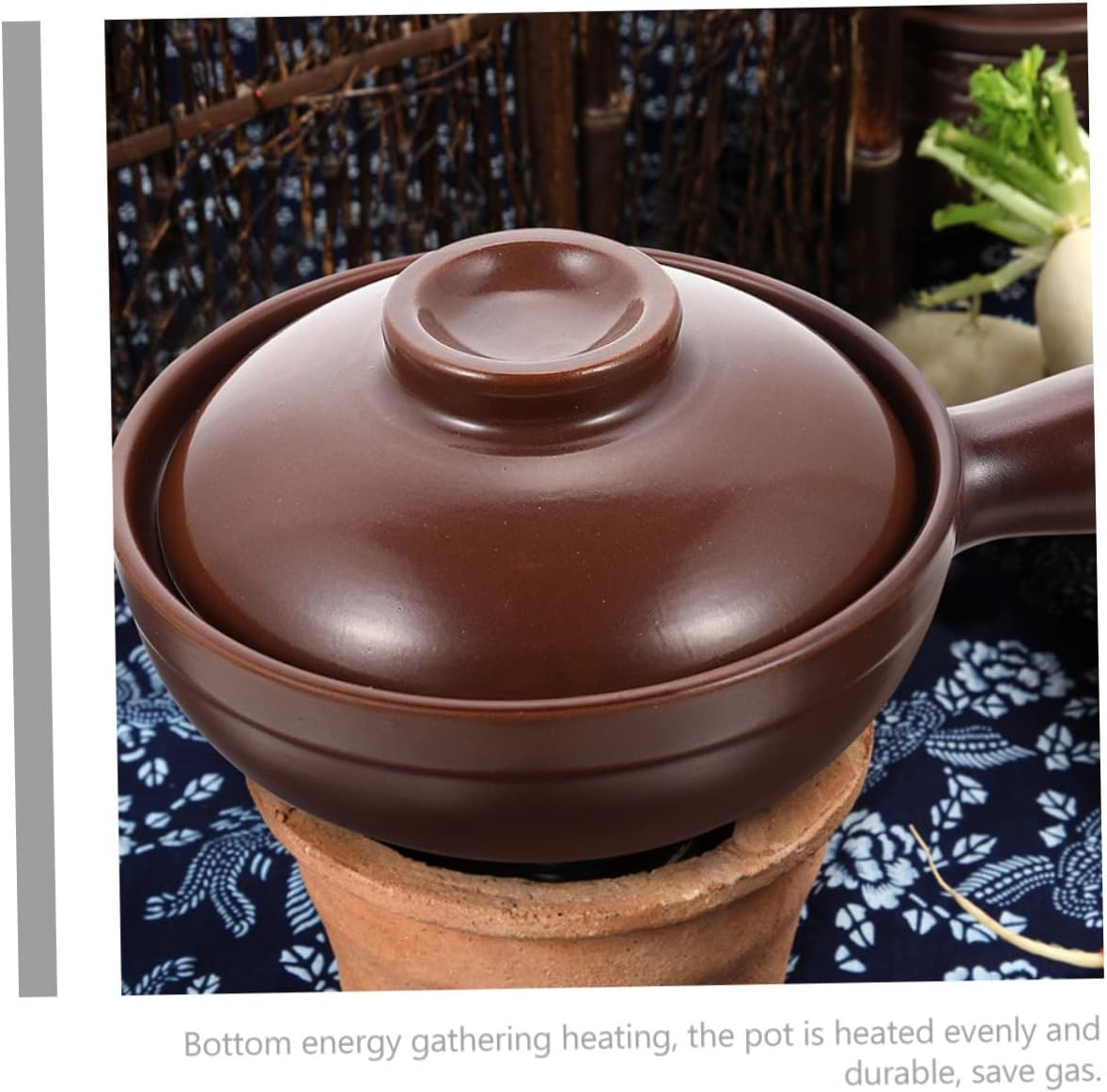 OUNONA Ceramic Pot Side Handle Casserole Cookware Oven Safe Dishes Kitchen Stew Pot