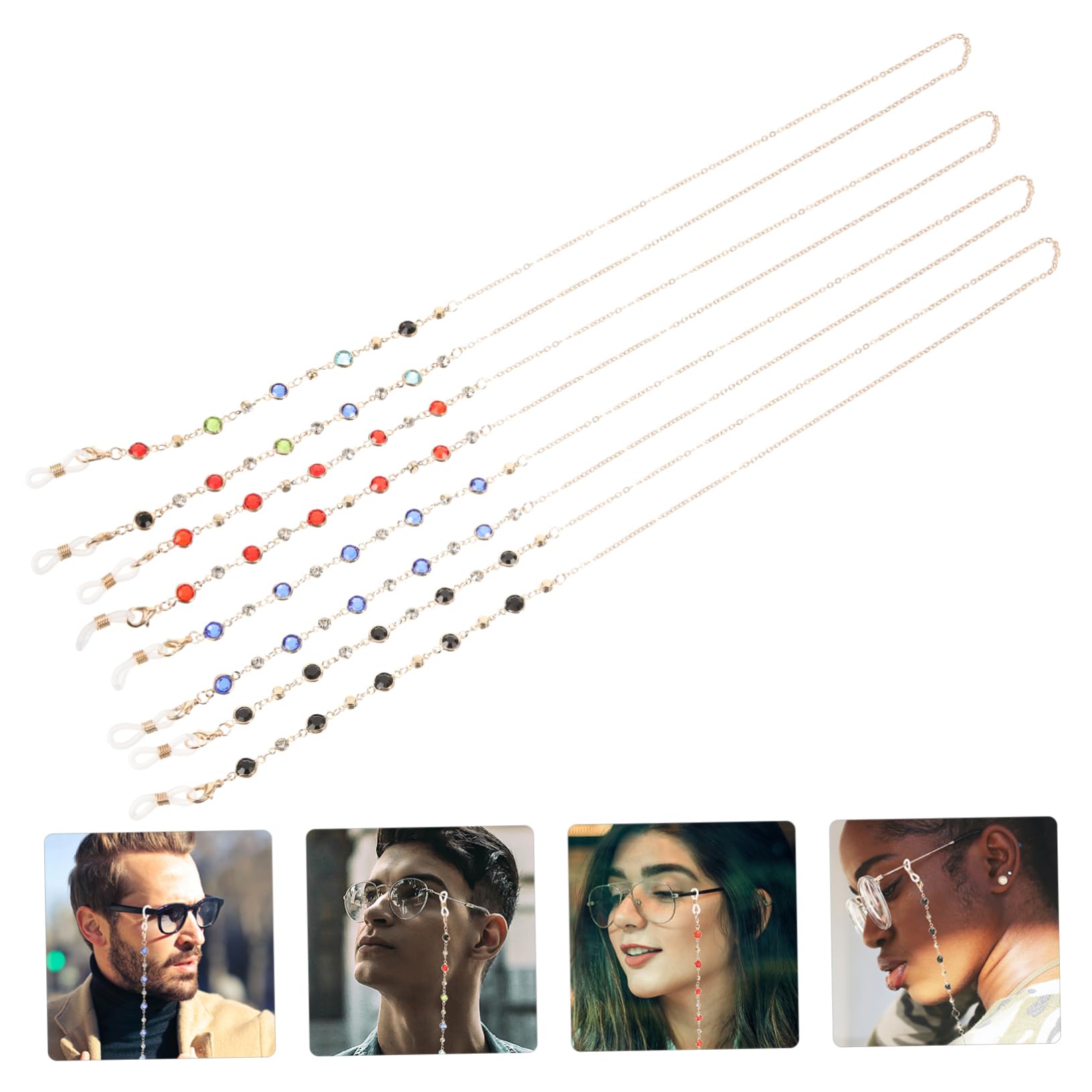 Homoyoyo Catena Di Occhiali Cinghie Per Occhiali Catena Per Occhiali Con Perline Uomo Occhiali Da Sole A Forma Di Occhiali Da Sole Alla Moda Accessori Per Occhiali Lega