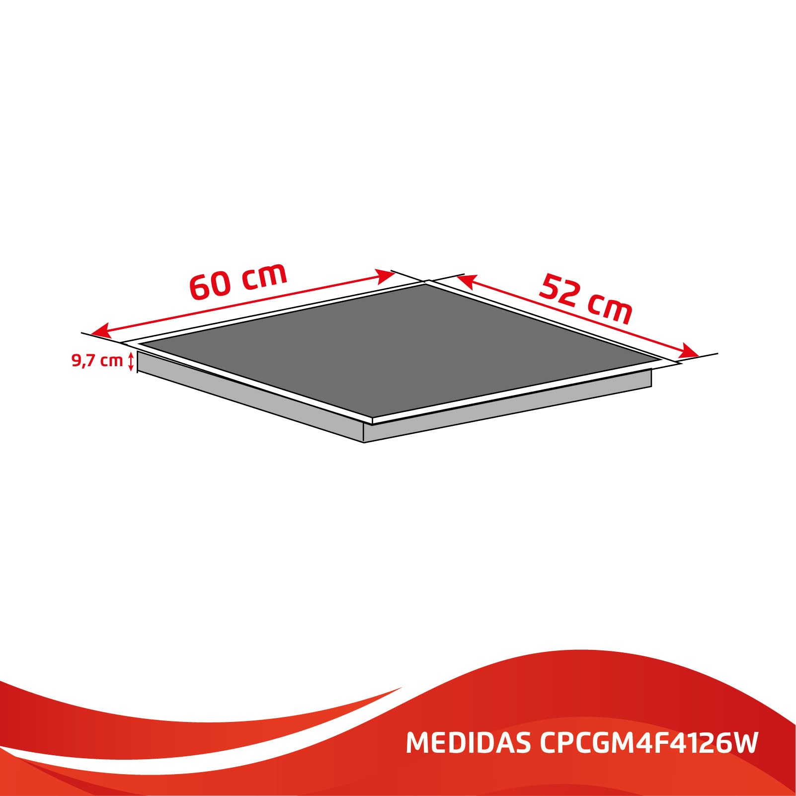 Corberó - szklana płyta gazowa LUX | CPCGM4F4126W | 4 strefy | moc 8,05 kW | samozapłon | strefa WOK | warstwa ochronna Clean + | automatyczne wyłączanie | białe szkło