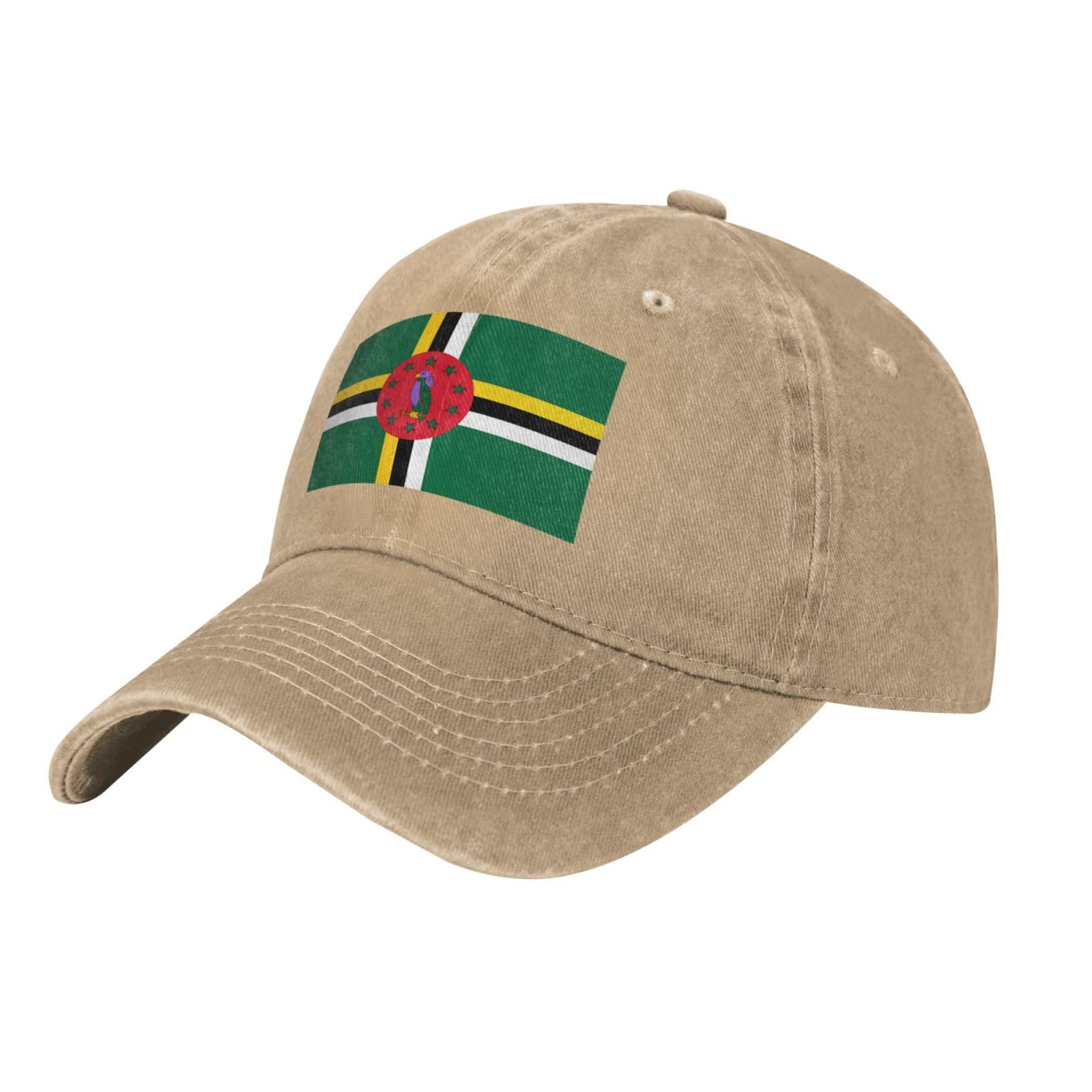 Beirijl Unisex Natural Flag Of The Commonwealth Of Dominica Washed Cowboy Baseball Cap For Adults - Stylish And Breathable Hat With Adjustable Strap, One Size